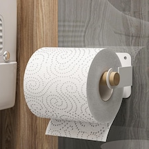 Ahşap Metal Tuvalet Kağıtlığı, Tuvalet Kağıdı Tutacağı, Yapışkanlı Tuvalet Kağıtlığı, Doğal Ahşap Bar Tutucu Tuvalet Kağıdı Standı, Minimal Tuvalet Wc Kağıtlık Beyaz Siyah