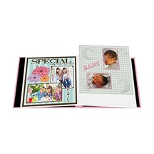 Albums Kolaj Çerçevesi Kabartmalı İnç Bebek İnç Dikişli Deri Kılıf Bellek Defteri, Bebek Pembesi, Açık Gri