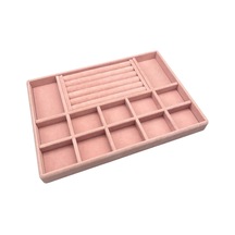 Yerli Üretim Istanbul Model Süet Kumaş Pembe Renk Çekmece Içi Takı Düzenleyici Stand Çok Renkli