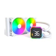 Hyperflow Dijital 240 Cpu Sıvı Soğutucu, 3100 Rpm Pompalı 240 Mm Aıo, 2 120 Mm E28 Argb Fanlar, Gerçek Zamanlı Dijital Ekran, Intel Ve Amd Desteği Beyaz