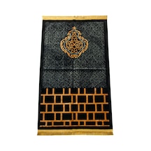 Albion Kabe Motifli Kadife Seccade Siyah