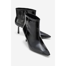 Luvishoes Luvi Shoes Rassel Siyah Rugan Mat Burunlu Kadın İnce Topuklu Bot Siyah