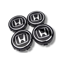 Honda Logolu 56 Mm Siyah Geçmeli Jant Göbeği Kapak Seti, 4 Adet Krom Görünümlü