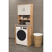 Çamaşır Makinesi Üstü Banyo Dolabı Rafı Atlantik Çam Çok Renkli