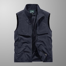 Erkekler İçin İlkbahar Ve Sonbahar Multi-cep Yelek Lacivert