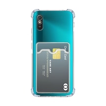 Samsung Uyumlu Galaxy S22 Kapak Kamera Korumalı Kartlıklı Darbe Emici Özellikli Şeffaf Silikon Kılıf
