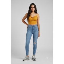 Levi's Yırtık Detaylı Kadın Mile High Süper Skinny Jeans - 0230 Lacivert