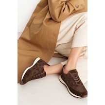 Fox Shoes Z312507561 Kahverengi Hakiki Deri Süet Kadın Spor Ayakkabı Sneakers