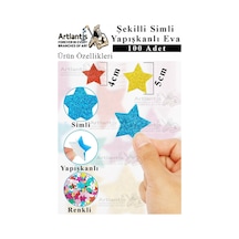 Şekilli Simli Eva Yapışkanlı Kar Tanesi 100 Lü 1 Paket Kendinden Yapışkanlı Simli Eva Sticker Okul Öncesi Kreş Ana