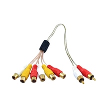 Powermaster 2 RCA Erkek / 6 RCA Dişi 60 CM Şeffaf Ara Kablo