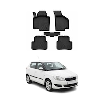 Skoda Fabia 2 2007-2014 Uyumlu 4d Havuzlu Paspas Kauçuk Siyah 5 Parça