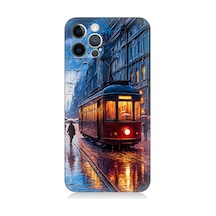 Apple Uyumlu iPhone 12 Pro Max Uyumlu İstanbul Tramvay Desenli Silikon Kılıf -