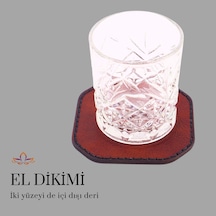 Kare Kahverengi El Yapımı Deri Bardak Altlığı 1 Adet