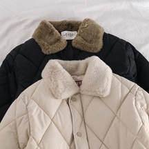 Kadın Elmas Desenli Polar Ceket Beyaz