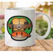 Super Mario Mushroom Michelangelo Teenage Mutant Ninja Turtles Iki Tarafı Baskılı Kupa Bardak Çok Renkli