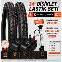 24x1.95 Bisiklet Dış Lastik Ve 24x1.75-2.10 İç Lastik Seti 2 Dış + 2 İç Lastik Av38