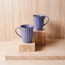Güral Mavi Rölyef Desenli 2li Porselen Mug Seti Diğer