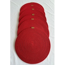 Oushak Yuvarlak Amerikan Servis Sofra Altlığı, Masa Dekoru Supla Kırmızı 33cm 6lı Kırmızı-33 X 33 Çok Renkli