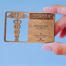 Kişiye Özel Mesleki Doktor Ahşap Kartvizit (Model 2) 50 Adet
