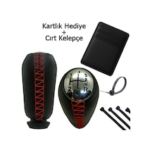 Scenic 2 2003-2006 Kırmızı Dikişli Lüks Deri Vites Kolu siyah