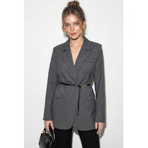Shade Kadın Astarlı Garni Kol Detaylı Kemerli Blazer Ceket 8146 60286139 - Antrasit