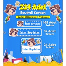 Sevimli Korsan Temalı Okul Kreş Kişiye Özel İsim Etiket Seti - Model 299 Çok Renkli