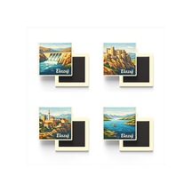 Elazığ - 4'lü Memleket Seti - Baskılı Buzdolap Magneti Kare - 9x9 Cm - 4 Adet
