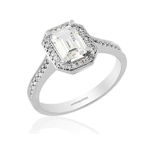 Baget Taşlı Beyaz Altın Tektaş Yüzük 14K Gold 380147543
