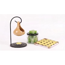 Modern Seramik Buhurdanlık Seti - 16&apos Lı Tealight Mum Ve Değiştirilebilir Aroma Wax Hediye Açık Kahve