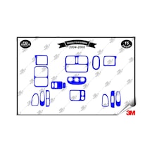 Renault Clio Symbol 2004-2008 Torpido Konsol Trim Göğüs Maun Kaplama Set 15 Parça Mavi