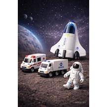 Uzay İstasyon Oyuncağı Set Oyuncak Roket Uzay Mekiği Uzay Aracı Ay Taşıtı Astronot Ambulans