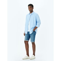 Koton Slim Fit Katlamalı Paça Kot Şort Koyu İndigo 5sam40013ıd İndigo