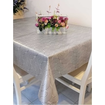 Elyaflı Pvc Muşamba - Desenli Silinebilir Masa Örtüsü 02mrl170c Gri