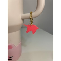 Unicorn Tasarımlı Quencher Termos Bardak Aksesuarı Zincirli Dekoratif Süs Pembe