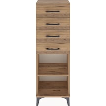 Arges Dolap Tek Raflı 4 Çekmeceli 44x30x134 Çam-çam Çam