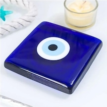Dekoratif Nazar Boncuklu Cam Kapak Banyo Gider Süsü 10X10 CM