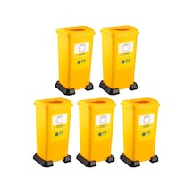 Omnipazar Sy-4398 Sıfır Atık Plastik Geri Dönüşüm Çöp Kutusu 70 Lt Sarı 5 Adet Sarı