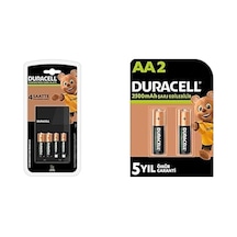 Duracell Cef14 4 Saat Pil Şarj Cihazı, 1 Adet + 2'şer Adet Şarj Edilebilir Aa Ve Aaa Pil Duracell Cef 14 Şarj Aleti, 1 Adet + Duracell Şarj Edilebilir Aa 2500 Mah Kalem Piller, 2'li