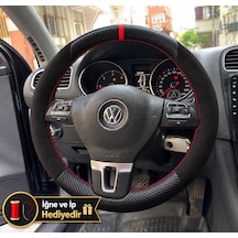 Vw Amarok Dikme Direksiyon Kılıfı Alcantara Süet Mat Karbon Kırmızı Yüzük Ve Dikiş 2010-2016