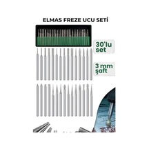 Mey İthalat 30 Parça Elmas Freze Ucu Seti - 3mm Şaft Profesyonel Gravür, Oyma Ve Hassas Taşlama Seti