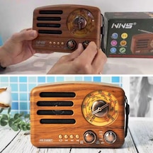 By Nevser Küçük Boy Retro, Nostaljik, Ahşap Tasarım Bluetooth Hoparlörlü, Şarjlı, Taşınabilir Büyük Döndürülebilen Düğmeli Fm/am Destekli Radyo Ns338