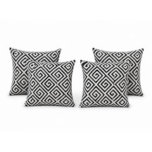 Kırlent 5 4'lü Siyah Beyaz Geometrik Desenli Kırlent Kılıfı 45x45 Cm Dekoratif Yastık Kılıfı Modern Koltuk Kırlenti Gizli Fermuarlı Kare Çok Renkli