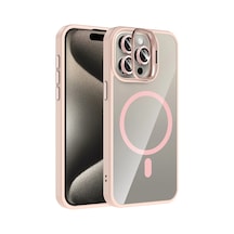 Joko Apple iPhone  Uyumlu  14 Pro Max Remim Lensli Magsafe Standlı Kapak - Pembe Çok Renkli