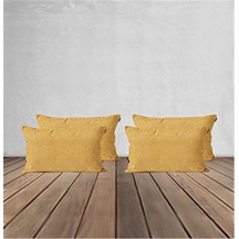 4'lü Kadife Dokulu Kırlent Kılıfı Sarı-1881 - Sarı