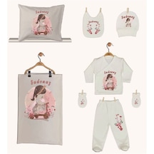 Pia Baby Gl 1940-06 İsme Özel Yastık Battaniye Zıbın Set Krem