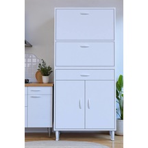 Eliusta Solaira 80 Cm Genişlik Kapaklı Mutfak Dolabı 4 Kapaklı, Çekmeceli Çok Amaçlı Mutfak/banyo Dolabı Beyaz