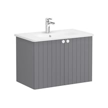 69291 VitrA Root Groove Kapaklı Lavabo Dolabı, 80 Cm, Mat Gri Yuvarlak Lavabo Dahil Diğer