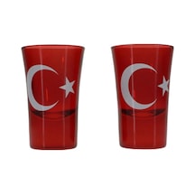 Kırmızı Ayyıldızlı Kahve Yanı Su Bardağı 2&Apos:Li Cam Shot B