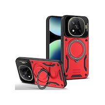 Redmi Note 14 Pro 5g Uyumlu Kılıf Joy Lens Standlı Kapak - Kırmızı