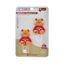 Cute Kendinden Yapışkanlı Askı 2li, Sevimli Ayıcık Mutfak Ve Banyo Askısı X 2 Adet, 2 Kg Taşıma Kapasiteli Güçlü Yapışkanlı Plastik Askı, Kırmızı Renk - 38316 7/8 Yaş